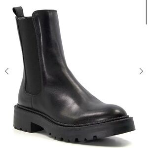Dune London Women's Black Leather Chelsea Lug Sole Boots